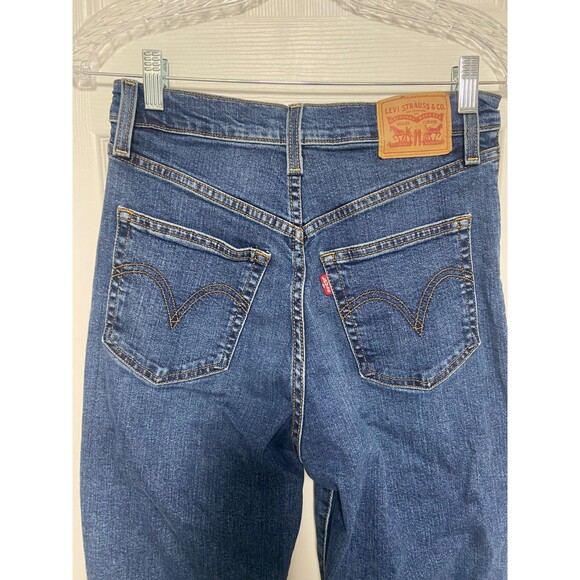 Levi's Jeans Women's 27 On My Honor Blue Denim Ribcage Straight Ankle Button Fly - Picture 6 of 16